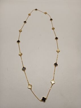 Fashion Jewelry Tri-Tone Station Necklace - Gold, Silver, Rose Gold Plated.
